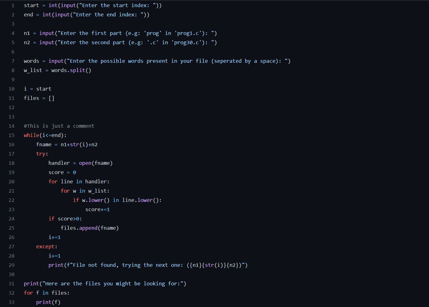 search feature code